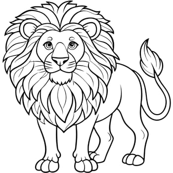 a coloring page drawning style like of lion with pattern well defined inside black and white the vector