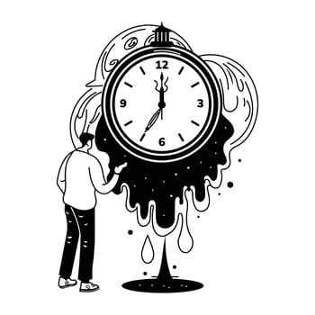 Hand drawn illustration of wasting time vector