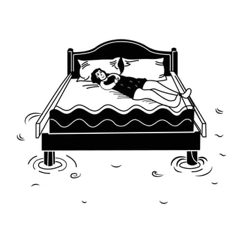 Hand drawn illustration of a person feeling drained vector