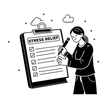Hand drawn illustration of a woman making to do list vector