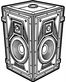 a detailed speaker, illustration line art vector