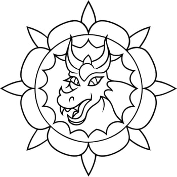 dragon mandala, illustration line art vector