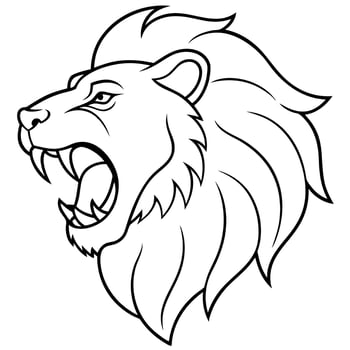 lion roar, illustration line art vector