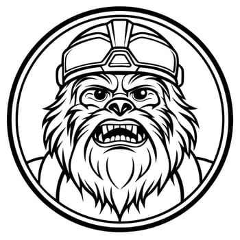 wookiee solider wearing night-vision goggles very angry logo, illustration line art vector