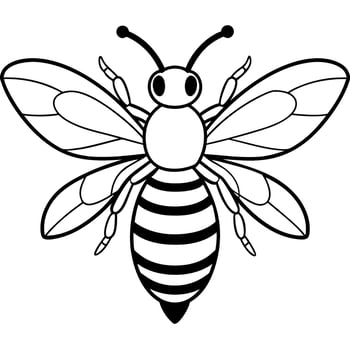 honeybee, illustration line art vector