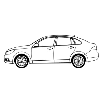 side view of car, illustration line art vector