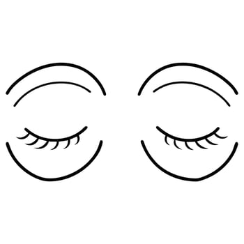 2 eyes closed, illustration line art vector