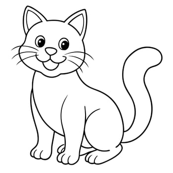 draw a smiling playful cat colouring page line art for kids, illustration line art vector