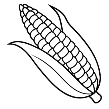 corn on a white background as a symbol of thanksgiving festival, illustration line art vector