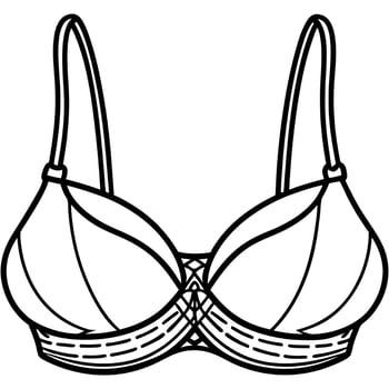 bra on white background, illustration line art vector
