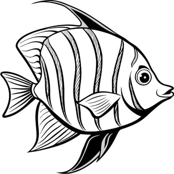 a angelfish , illustration , in white background, illustration line art vector