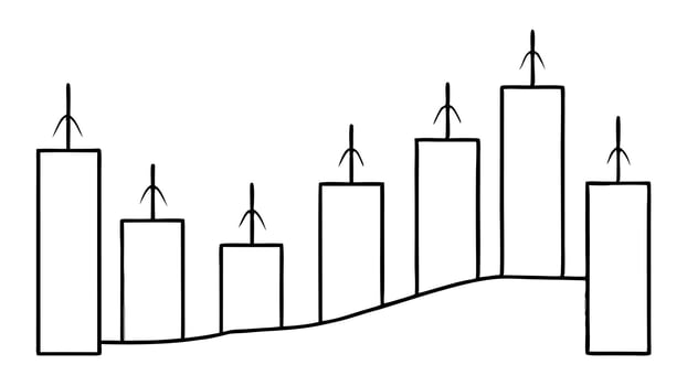 stock candle chart, illustration line art vector
