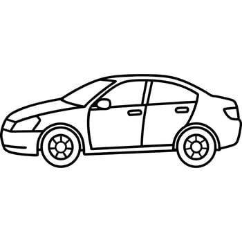 car outline art black color, illustration line art vector