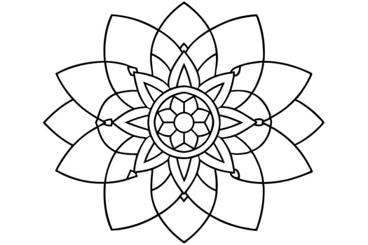 base structure a circular mandala with a balanced, symmetrical design, illustration line art vector
