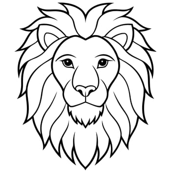 blac and white graphic image of a lions head, illustration line art vector