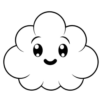 cartoon cute cloud, illustration line art vector