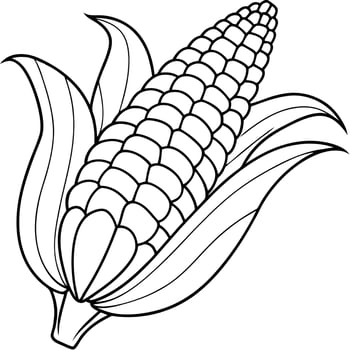 a coloring page of corn, illustration line art vector