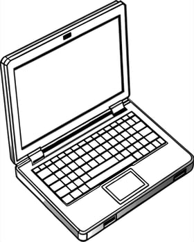 a detailed laptop, illustration line art vector