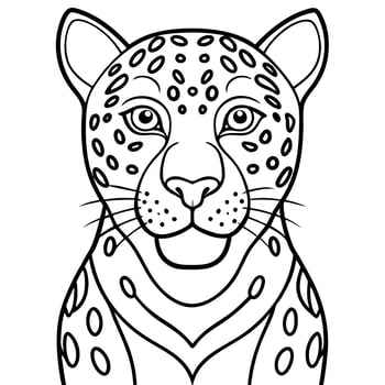 a black and white line art coloring page of an intricate design featuring the head, full body, a vector