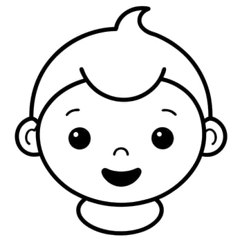 best icon or logo showing baby smile with cute hair, illustration line art vector