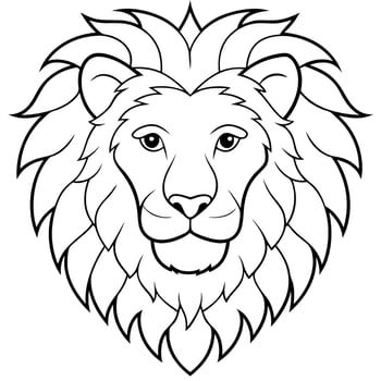 lion head portrait black white, coloring page, illustration line art vector