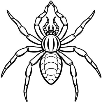 a close up of a spider isolated on a transparent background , illustration line art vector