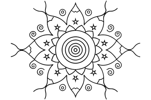 generate a detailed mandala line art design titled serene spiral mandala the design should evoke a vector