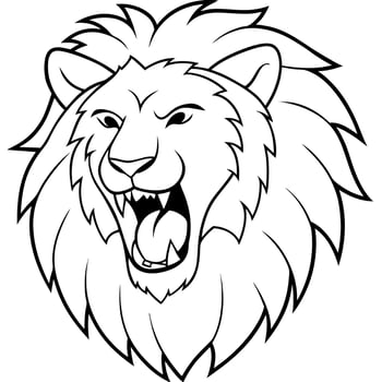 lions head roar, illustration line art vector