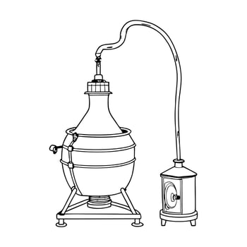 moonshine still, illustration line art vector