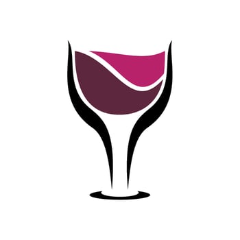 Wine Glass Icon Logo Template Illustration Design. vector