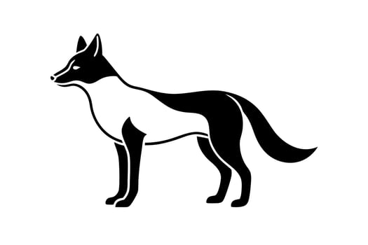 red wolf black silhouette , clean and smooth path , in a white background, vector