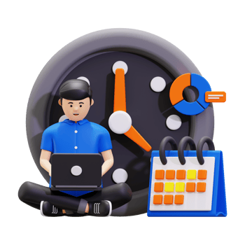 3d Men work on schedule Illustration png