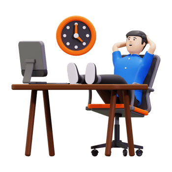 3d time to work in the office Illustration png