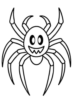 a coloring page of an halloween arachnids with no color just black lines, illustration line vector