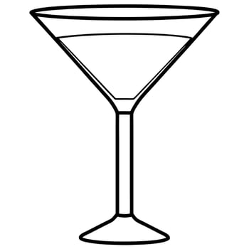 martini glass, illustration line art vector