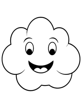 smiling cloud bold outline black and white full seeable for kids good to color, illustration vector