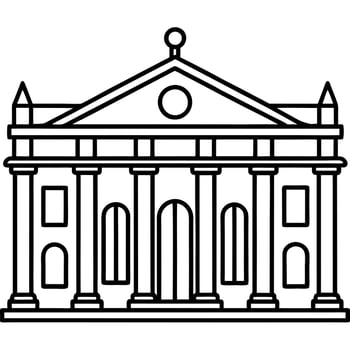 a renaissance palazzo, with symmetrical facade, columns, and ornate details, illustration vector