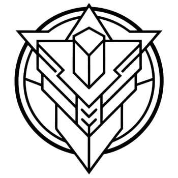 symmetrical cyberpunk logo, illustration line art vector