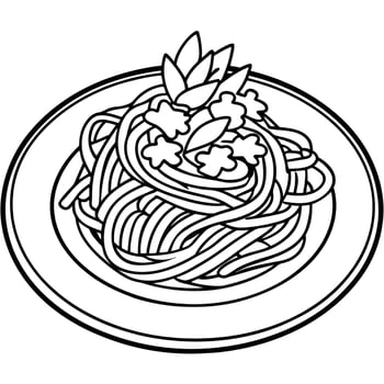 a delicious plate of spaghetti pasta served with a rich creamy sauce, garnished with chopped vector