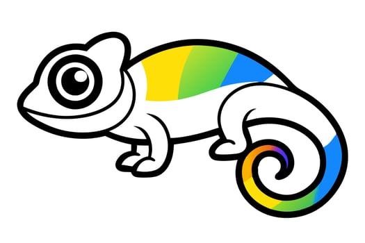 a colorful and whimsical illustration of a chameleon with a cartoon-like style the chameleon is vector