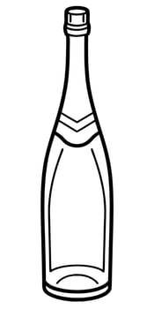 A bottle of champagne is shown in a line drawing vector