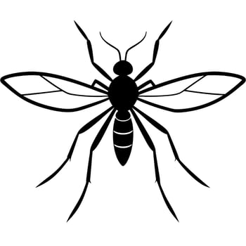 mosquito menace silhouette, different style art, solid white color background, illustration vector