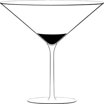A martini glass with a black and white outline vector