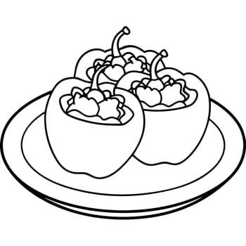 stuffed peppers, illustration line art vector