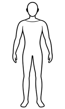 A man's body outline in black and white vector
