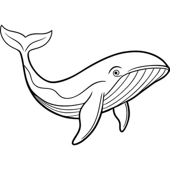 A whale coloring page for kids vector