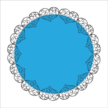 Blue circle frame made of black doodle hearts vector