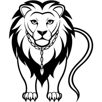 Lion with chain and chain vector