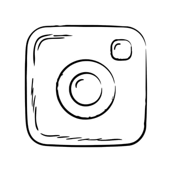 A black and white drawing of an instagram icon vector