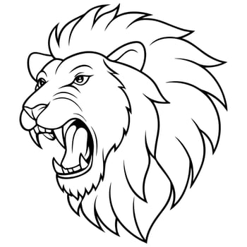 lions head roar, illustration line art vector
